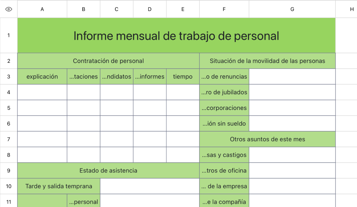 Informe mensual de trabajo de personal